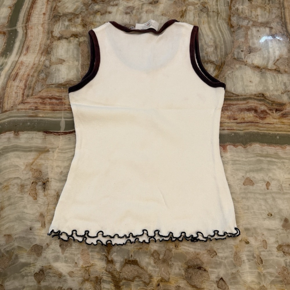 Vancouver‎ Apparel Co Ribbed Tank Top Women's M White Contrast Trim Made Canada - Picture 4 of 7